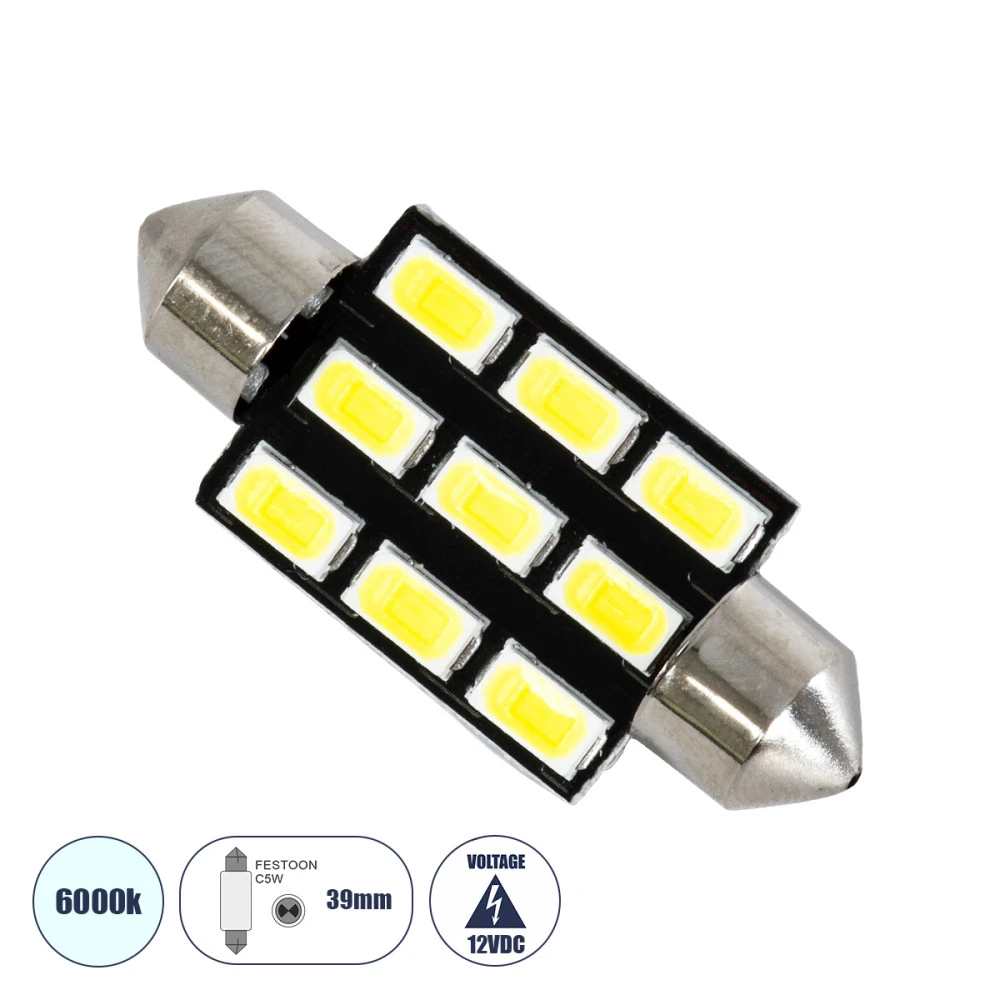 GloboStar® 81307 Λάμπα Αυτοκινήτου LED 39mm FESTOON - C5W 9xSMD5630 4.5W 675lm 120° DC 12-16V IP20 Μ3.9 x Π1.2 x Υ1.2cm Ψυχρό Λευκό 6000K GloboStar® 81307 Λάμπα Αυτοκινήτου LED 39mm FESTOON - C5W 9xSMD5630 4.5W 675lm 120° DC 12-16V IP20 Μ3.9 x Π1.2 x Υ1.2cm Ψυχρό Λευκό 6000K