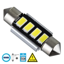 GloboStar® 81312 Λάμπα Αυτοκίνητου 36mm FESTOON - C5W 2nd Generation Can-Bus Series LED 4 SMD 5630 3W 450lm 120° DC 12V IP20 Ψυχρό Λευκό 6000K GloboStar® 81312 Λάμπα Αυτοκίνητου 36mm FESTOON - C5W 2nd Generation Can-Bus Series LED 4 SMD 5630 3W 450lm 120° DC 12V IP20 Ψυχρό Λευκό 6000K