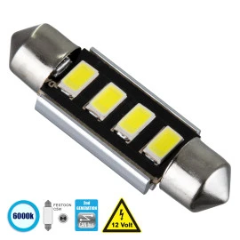 GloboStar® 81315 Λάμπα Αυτοκίνητου 39mm FESTOON - C5W 2nd Generation Can-Bus Series LED 4 SMD 5630 3W 450lm 120° DC 12V IP20 Ψυχρό Λευκό 6000K GloboStar® 81315 Λάμπα Αυτοκίνητου 39mm FESTOON - C5W 2nd Generation Can-Bus Series LED 4 SMD 5630 3W 450lm 120° DC 12V IP20 Ψυχρό Λευκό 6000K
