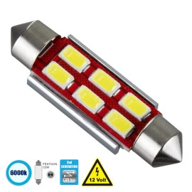 GloboStar® 81322 Λάμπα Αυτοκίνητου 42mm FESTOON - C5W 2nd Generation Can-Bus Series LED 6 SMD 5630 4W 600lm 120° DC 12V IP20 Ψυχρό Λευκό 6000K GloboStar® 81322 Λάμπα Αυτοκίνητου 42mm FESTOON - C5W 2nd Generation Can-Bus Series LED 6 SMD 5630 4W 600lm 120° DC 12V IP20 Ψυχρό Λευκό 6000K