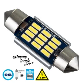 GloboStar® 81329 Λάμπα Αυτοκινήτου & Φορτηγού 36mm FESTOON - C5W 3rd Generation Can-Bus Extreme Truck Series LED 12 SMD 4014 3.6W 540lm 120° DC 12-24V IP20 Ψυχρό Λευκό 6000K GloboStar® 81329 Λάμπα Αυτοκινήτου & Φορτηγού 36mm FESTOON - C5W 3rd Generation Can-Bus Extreme Truck Series LED 12 SMD 4014 3.6W 540lm 120° DC 12-24V IP20 Ψυχρό Λευκό 6000K