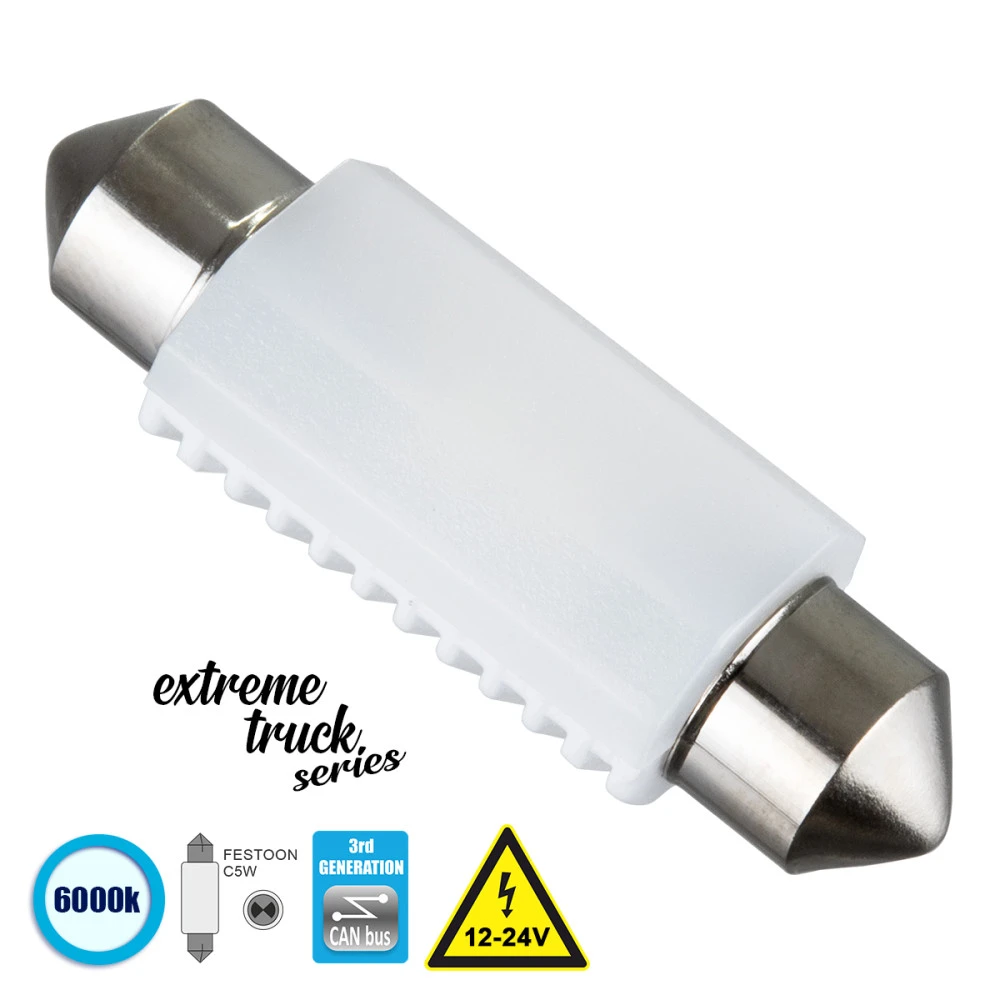 GloboStar® 81334 Λάμπα Αυτοκινήτου & Φορτηγού 39mm FESTOON - C5W 3rd Gen CanBus Extreme Truck Series LED 2 SMD 3030 3W 450lm 120° DC 12-24V IP20 6000K GloboStar® 81334 Λάμπα Αυτοκινήτου & Φορτηγού 39mm FESTOON - C5W 3rd Gen CanBus Extreme Truck Series LED 2 SMD 3030 3W 450lm 120° DC 12-24V IP20 6000K