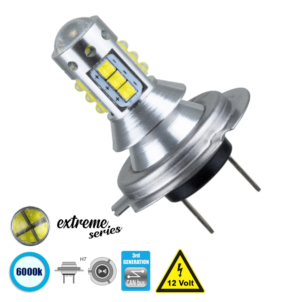 GloboStar® 81436 Λάμπα Αυτοκίνητου H7 3rd Gen Can-Bus Extreme Series LED 16 CREE XBD 15W 2115lm 360° DC 12V IP20 Ψυχρό Λευκό 6000K GloboStar® 81436 Λάμπα Αυτοκίνητου H7 3rd Gen Can-Bus Extreme Series LED 16 CREE XBD 15W 2115lm 360° DC 12V IP20 Ψυχρό Λευκό 6000K