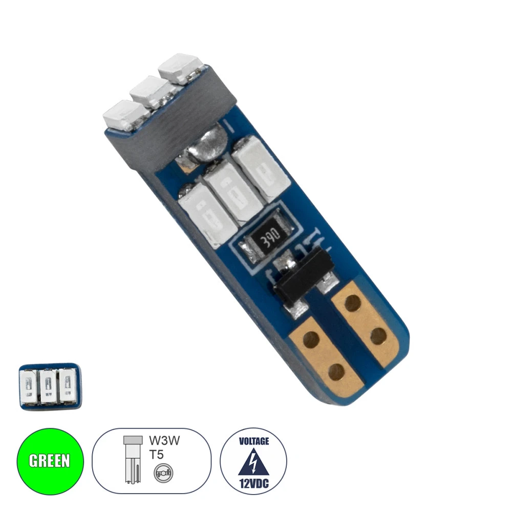 GloboStar® 81470 Λάμπα Αυτοκινήτου LED T5 9xSMD3014 0.25W 25lm 360° DC 12-16V IP20 Μ0.5 x Π0.4 x Υ1.8cm Πράσινο GloboStar® 81470 Λάμπα Αυτοκινήτου LED T5 9xSMD3014 0.25W 25lm 360° DC 12-16V IP20 Μ0.5 x Π0.4 x Υ1.8cm Πράσινο