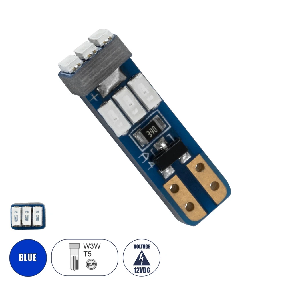 GloboStar® 81471 Λάμπα Αυτοκινήτου LED T5 9xSMD3014 0.25W 25lm 360° DC 12-16V IP20 Μ0.5 x Π0.4 x Υ1.8cm Μπλε GloboStar® 81471 Λάμπα Αυτοκινήτου LED T5 9xSMD3014 0.25W 25lm 360° DC 12-16V IP20 Μ0.5 x Π0.4 x Υ1.8cm Μπλε