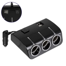 GloboStar® 81806 Πολύπριζο - Φορτιστής Αυτοκινήτου 2 x USB 3.1A & 3 x Θύρες Αναπτήρα Αυτοκινήτου DC 12-24V Max 60W Μαύρο GloboStar® 81806 Πολύπριζο - Φορτιστής Αυτοκινήτου 2 x USB 3.1A & 3 x Θύρες Αναπτήρα Αυτοκινήτου DC 12-24V Max 60W Μαύρο