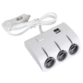 GloboStar® 81807 Πολύπριζο - Φορτιστής Αυτοκινήτου 2 x USB 3.1A & 3 x Θύρες Αναπτήρα Αυτοκινήτου DC 12-24V Max 60W Μαύρο Λευκό GloboStar® 81807 Πολύπριζο - Φορτιστής Αυτοκινήτου 2 x USB 3.1A & 3 x Θύρες Αναπτήρα Αυτοκινήτου DC 12-24V Max 60W Μαύρο Λευκό