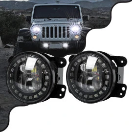 GloboStar® 85418 Σετ 2 x Προβολείς Ομίχλης JEEP WRANGLER - MERCEDES BENZ G CLASS - LAND ROVER DEFENDER - HAMMER H1-H2 - 4'' Ιντσών με Ring Light  Ψυχρό Λευκό 6000K GloboStar® 85418 Σετ 2 x Προβολείς Ομίχλης JEEP WRANGLER - MERCEDES BENZ G CLASS - LAND ROVER DEFENDER - HAMMER H1-H2 - 4'' Ιντσών με Ring Light  Ψυχρό Λευκό 6000K