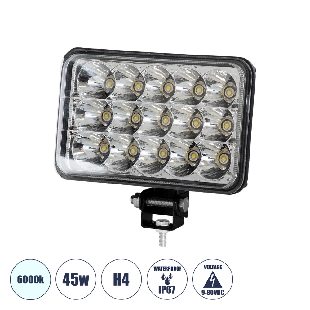 GloboStar® 85420 - Φώτα εργασίας για οχήματα και περονοφόρα - κλάρκ H4 H/L LED 45W DC 9-80V αδιάβροχο IP67 ψυχρό λευκό 6000K GloboStar® 85420 - Φώτα εργασίας για οχήματα και περονοφόρα - κλάρκ H4 H/L LED 45W DC 9-80V αδιάβροχο IP67 ψυχρό λευκό 6000K