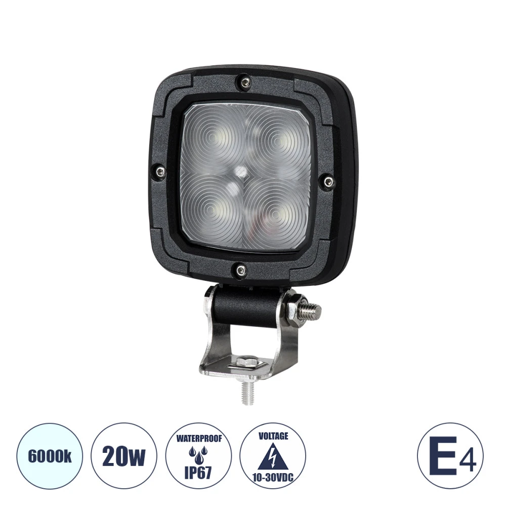 GloboStar® 85427 - Φώτα εργασίας για οχήματα και περονοφόρα - κλάρκ LED 20W DC 10-30V Αδιάβροχο IP67 Ψυχρό Λευκό 6000K GloboStar® 85427 - Φώτα εργασίας για οχήματα και περονοφόρα - κλάρκ LED 20W DC 10-30V Αδιάβροχο IP67 Ψυχρό Λευκό 6000K